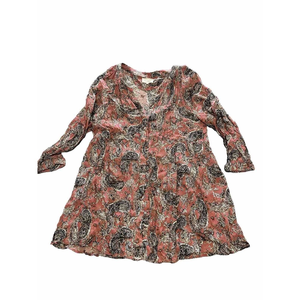 MELLODAY WOMENS BLOUSE TOP  SIZE XL PAISLEY LONG ‎ SLEEVE